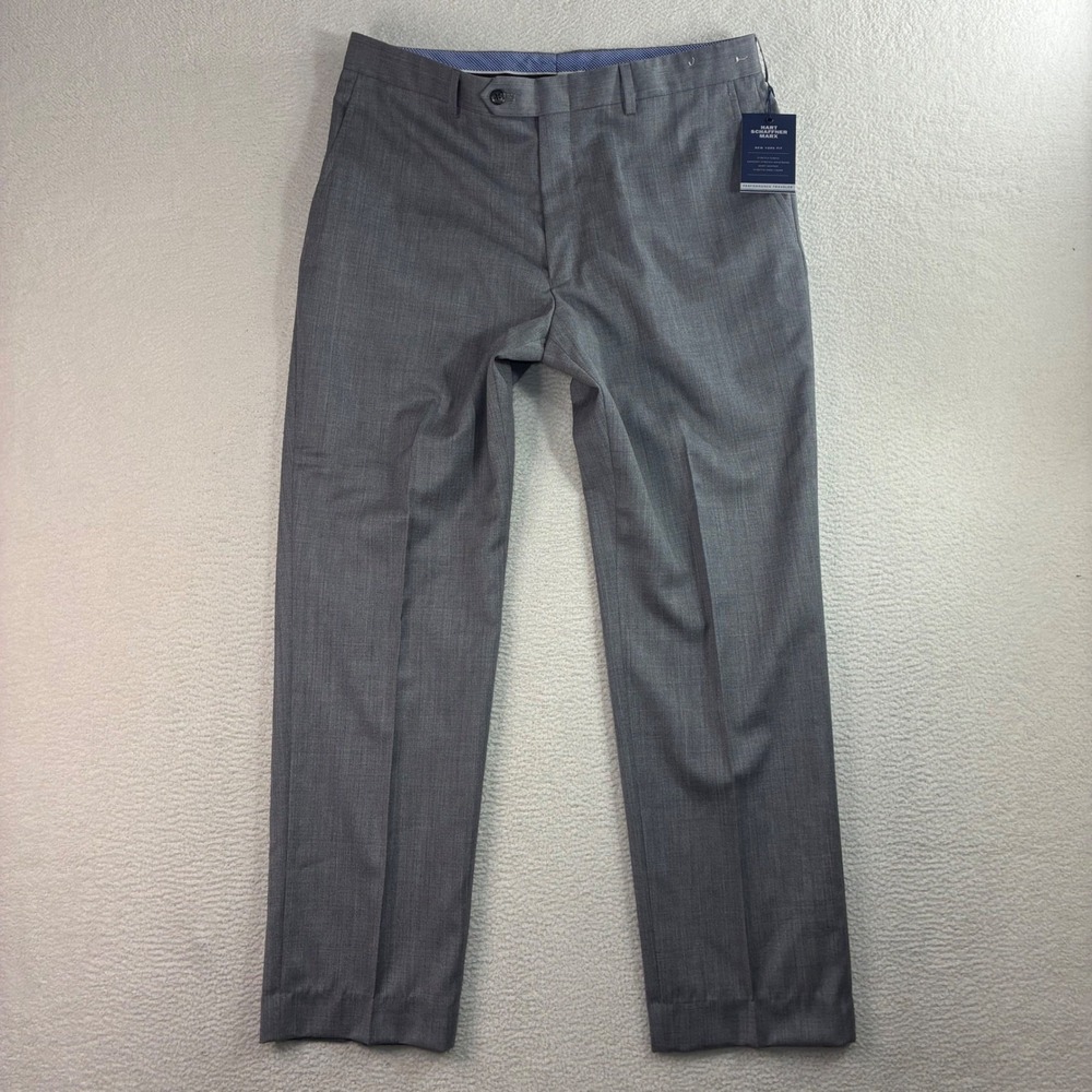 Hart Schaffner Marx Wool Dress Pants Men 32x28 Gray Business Slacks Trousers NWT